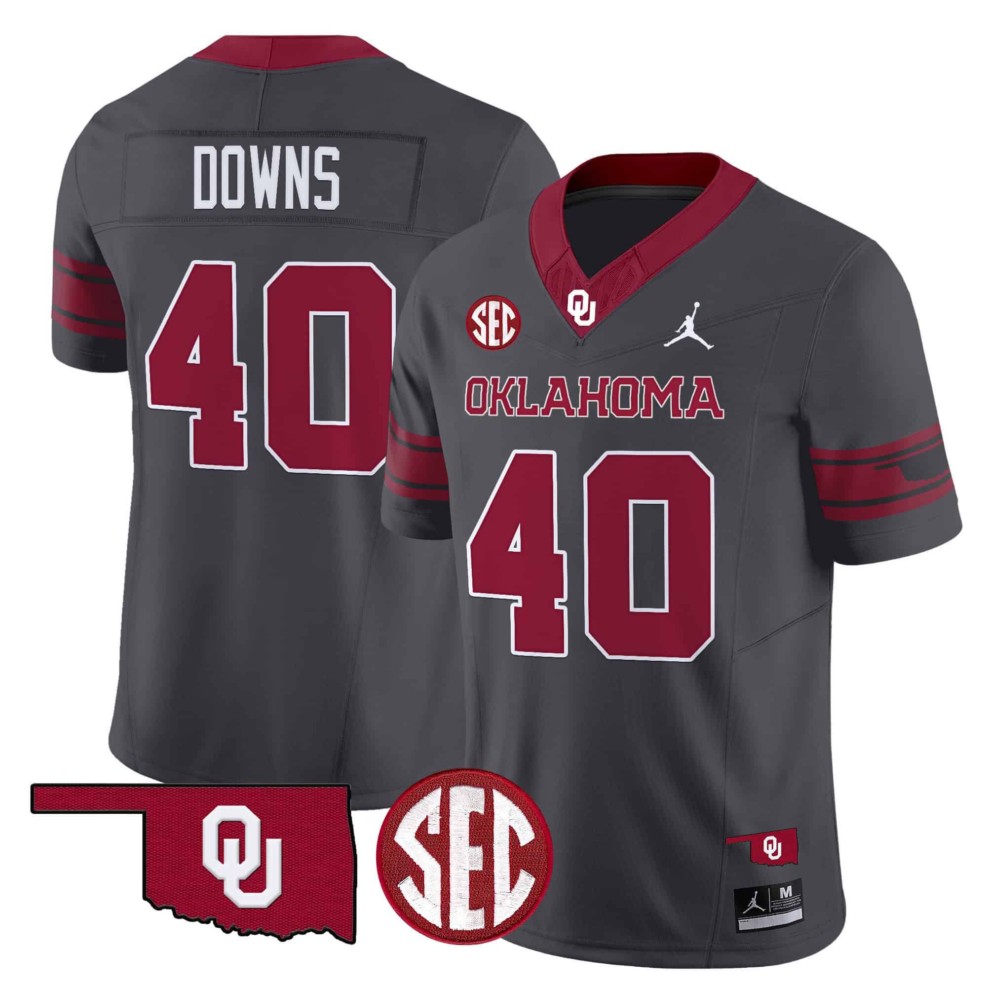 Men Oklahoma Sooners #40 Downs Grey 2024 Vapor Limited NCAA Jersey